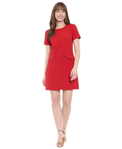 LONDON TIMES WOMEN'S SHORT-SLEEVE MINI DRESS