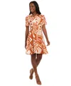 London Times Women's Short-sleeve Shirt Dress In Orange
