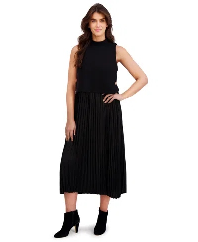 LONDON TIMES WOMEN'S SIDE BUTTON POPOVER DRESS