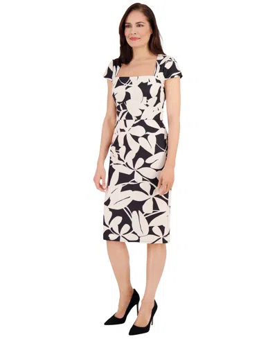 London Times Women's Square Neck Sheath Dress In Multi