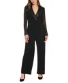 London Times Women's Tuxedo Chiffon-sleeve Jumpsuit In Blk