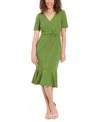 London Times Side Knot Scupa Crepe Flounce Dress In Cactus