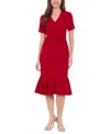 London Times Side Knot Scupa Crepe Flounce Dress In Chili