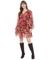 London Times Women's V-neck Printed Flounce Dress In Multi