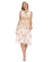 London Times Floral Sleeveless Empire Waist Chiffon Midi Dress In Sw,raspbry
