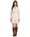 London Times Women's V-neck Sweater Dress In Neutral