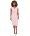 London Times Sleeveless Twisted Waist Midi Dress In Pink
