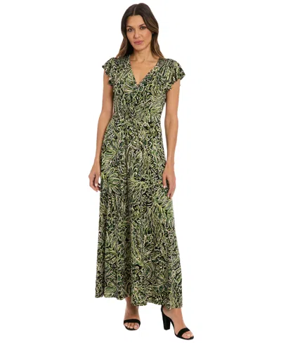 London Times Women's V-neck Maxi Dress In Green