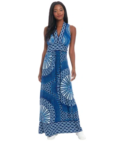 London Times Women's V-neck Maxi Dress In Multi