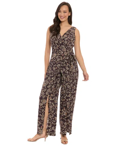 London Times Women's Walk V-neck Jumpsuit In Multi