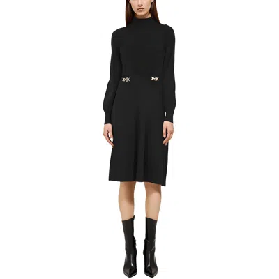 London Times Womens Chain Knit Sweaterdress In Black