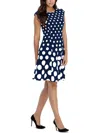 LONDON TIMES WOMENS POLYESTER FIT & FLARE DRESS