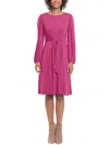 London Times Womens Solid Polyester Fit & Flare Dress In Red