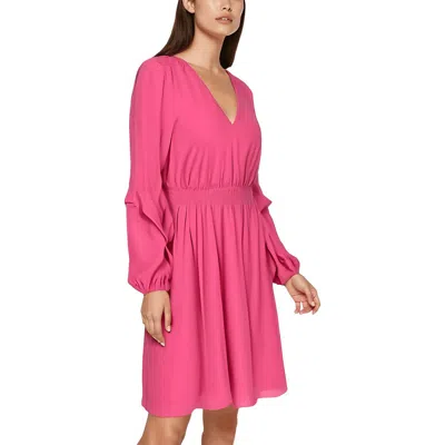 London Times Womens V-neck Crepe Shift Dress In Pink