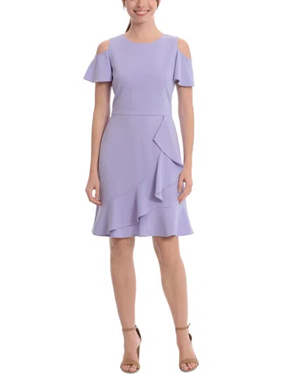 London Times Womens Wedding Guest Above-knee Fit & Flare Dress In Purple