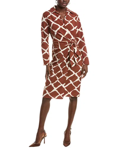 London Times Wrap Dress In Brown