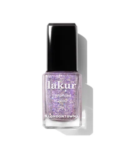 Londontown Lakur Enhanced Color Nail Polish, 0.4 Oz. In Grape Fizz (holographic Purple Glitter