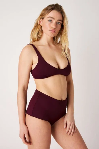 Londre Bodywear The Plunge Scoop Top In Burgundy