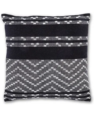 Lone Elm Studio 18in Black And Ivory Woven Cotton Square Accent Pillow