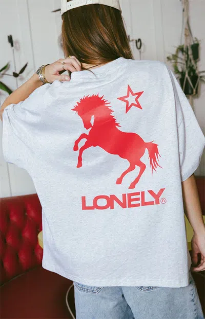 Lonely Ghost Women's Midnight Run Boxy T-shirt In Gray In White