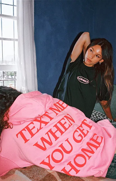 Lonely Ghost Women's Text Me When You Get Home Hoodie In Pink