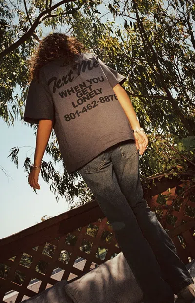 Lonely Ghost Women's Text Me When You Get Lonely T-shirt In Charcoal In Gray