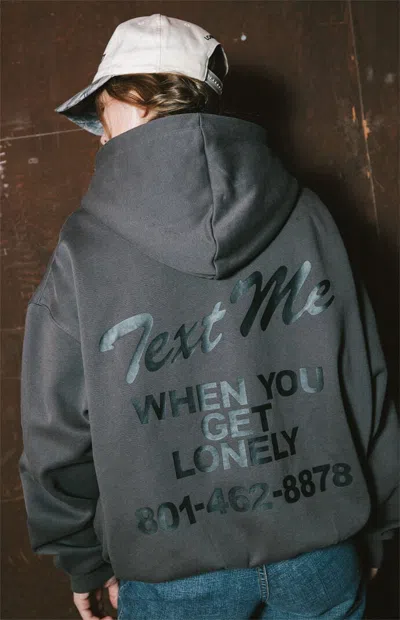 Lonely Ghost Women's Text Me When You Get Lonely Zip Up Hoodie In Charcoal In Gray