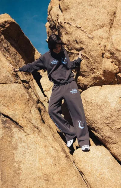 Lonely Ghost Women's To The Moon & Back Baggy Sweatpants In Charcoal In Gray