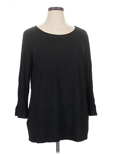 Pre-owned Long Tall Sally 3/4 Sleeve Top Black Solid Pattern Boatneck Tops