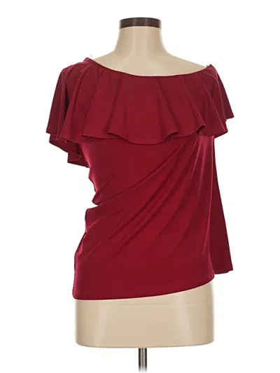 Pre-owned Long Tall Sally Short Sleeve Top Burgundy One Shoulder Neckline Tops