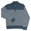 Long Wharf Supply Co. Women's The Best-ever Quarter Zip Sweater In Marine Stripe In Multi