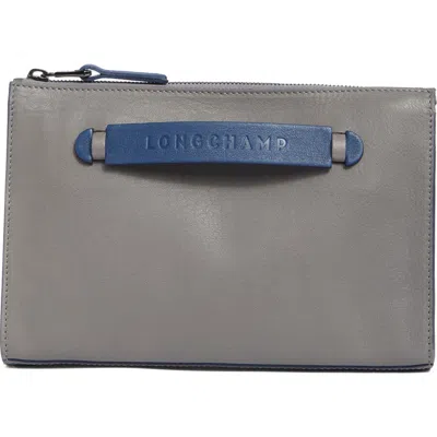 Longchamp 3d Bifold Leather Tech Case In Grey/blue