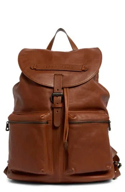Longchamp 3d Leather Backpack In Brown
