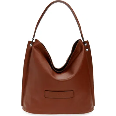 Longchamp 3d Leather Hobo In Brown