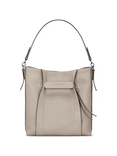 Longchamp 3d Leather Tote Bag In Neutral