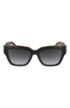 Longchamp 53mm Gradient Modified Rectangular Sunglasses In Brown