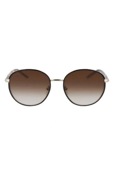 Longchamp 53mm Gradient Round Sunglasses In Gold/black