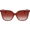Longchamp 53mm Rectangular Sunglasses In Brown/rose