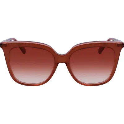 Longchamp 53mm Rectangular Sunglasses In Brown/rose