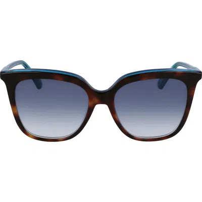 Longchamp 53mm Rectangular Sunglasses In Havana/azure