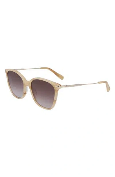 Longchamp 54mm Gradient Cat Eye Sunglasses In Marble Beige/brown Rose Gra