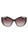 Longchamp 57mm Roseau Tea Cup Sunglasses In Black