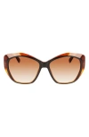 Longchamp 57mm Roseau Tea Cup Sunglasses In Black/havana Honey