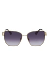 Longchamp 58mm Gradient Rectangular Sunglasses In Gold/gradient Smoke