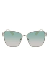 Longchamp 58mm Gradient Rectangular Sunglasses In Silver