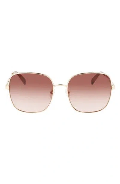 Longchamp 59mm Monogram Square Sunglasses In White