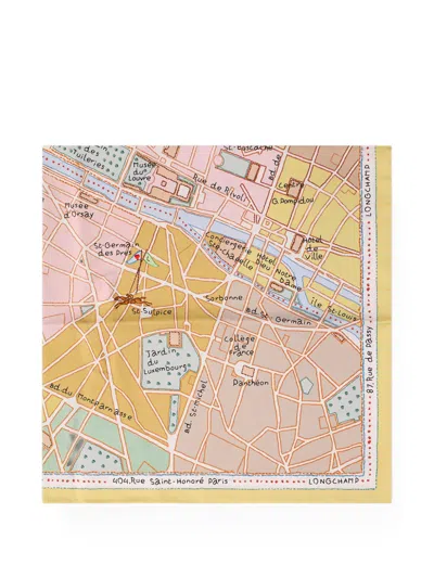 Longchamp A La Découverte De Paris Silk Scarf In Yellow