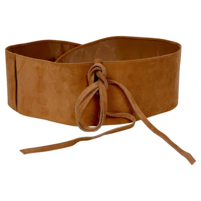 Pre-owned Longchamp A New And Unworn  Wide Wrap Around Suede Belt In Brown