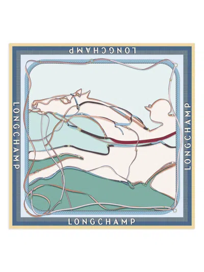 Longchamp A Toute Allure Silk Scarf In Blue