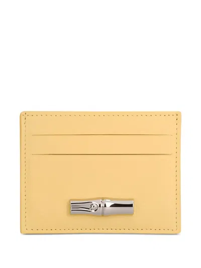 Longchamp Abito Textured Leather Cardholder In Yellow